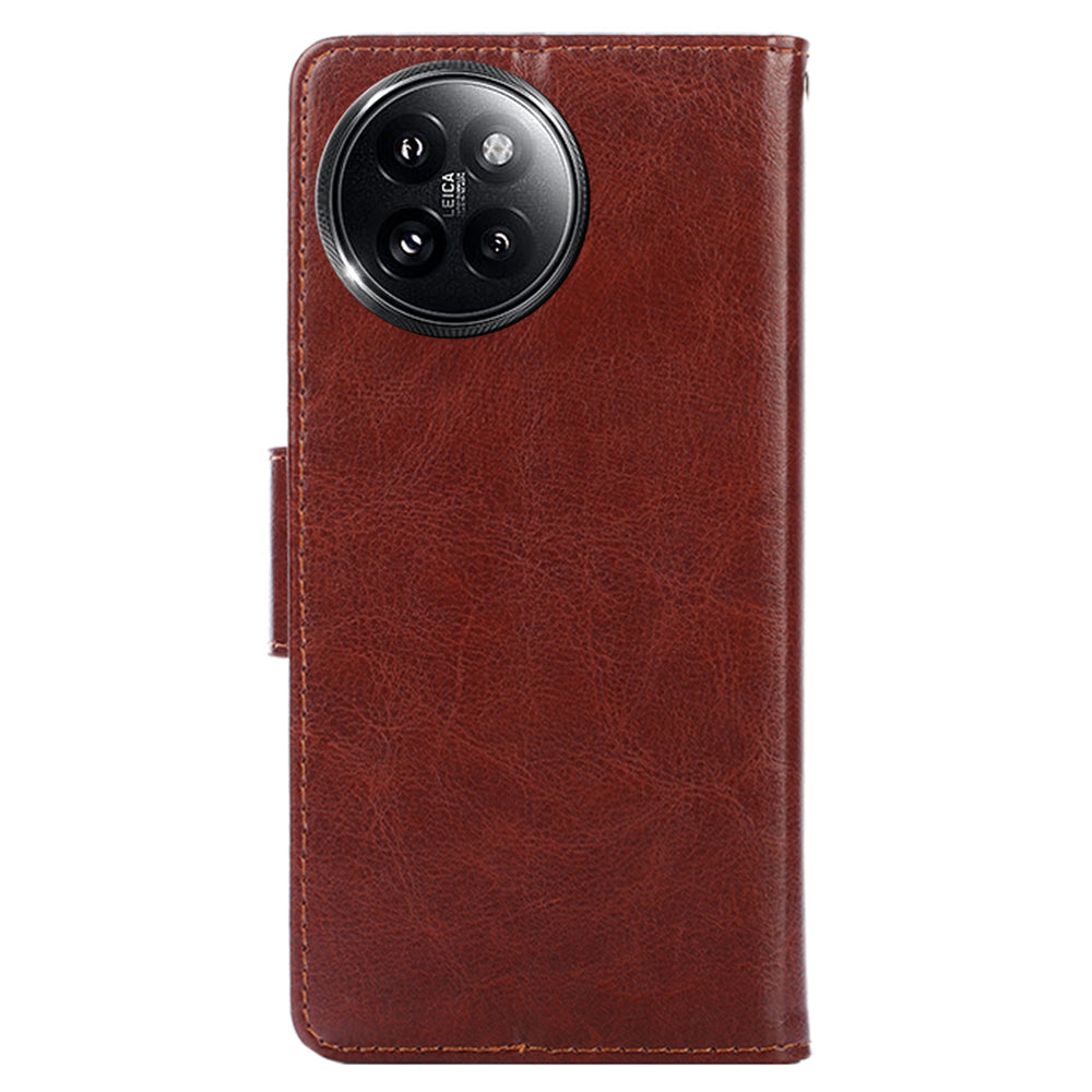 For Xiaomi Civi 4 Pro 5G Case Leather Phone Wallet Cover with Magnetic Clasp - Brown