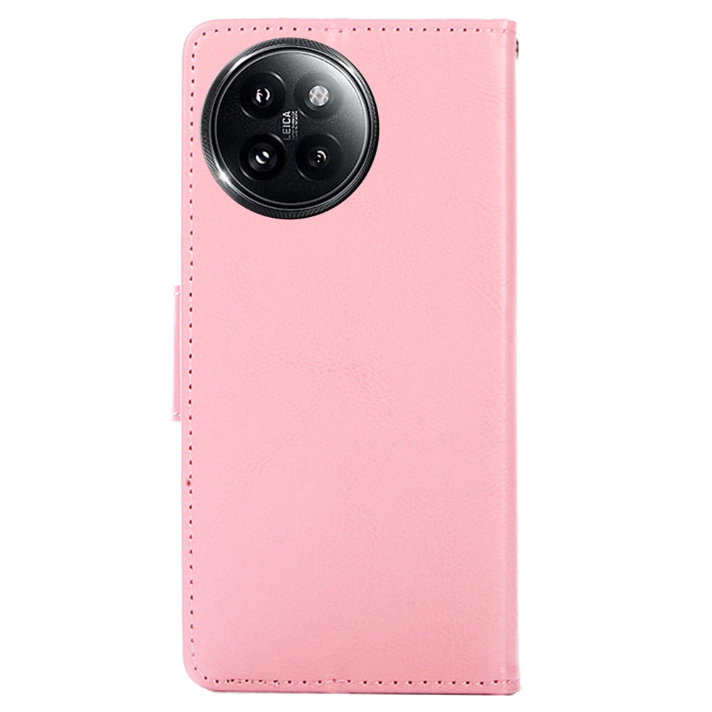 For Xiaomi Civi 4 Pro 5G Case Leather Phone Wallet Cover with Magnetic Clasp - Pink