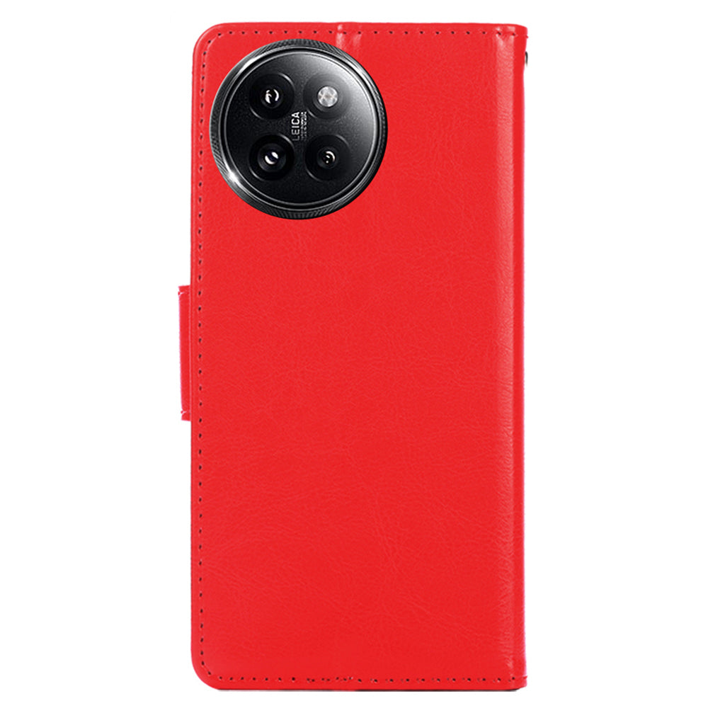 For Xiaomi Civi 4 Pro 5G Case Leather Phone Wallet Cover with Magnetic Clasp - Red