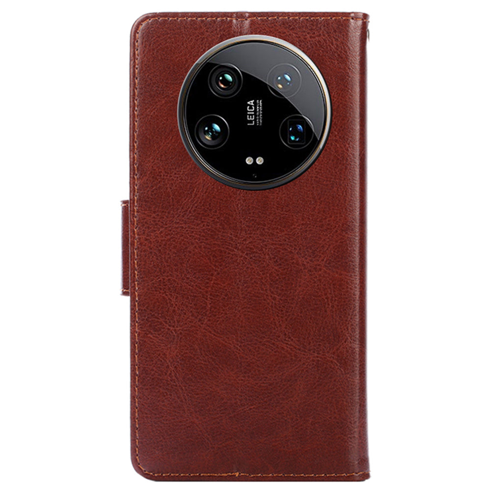 For Xiaomi 14 Ultra Phone Case Leather Wallet Cover Mobile Accessories Wholesale - Brown