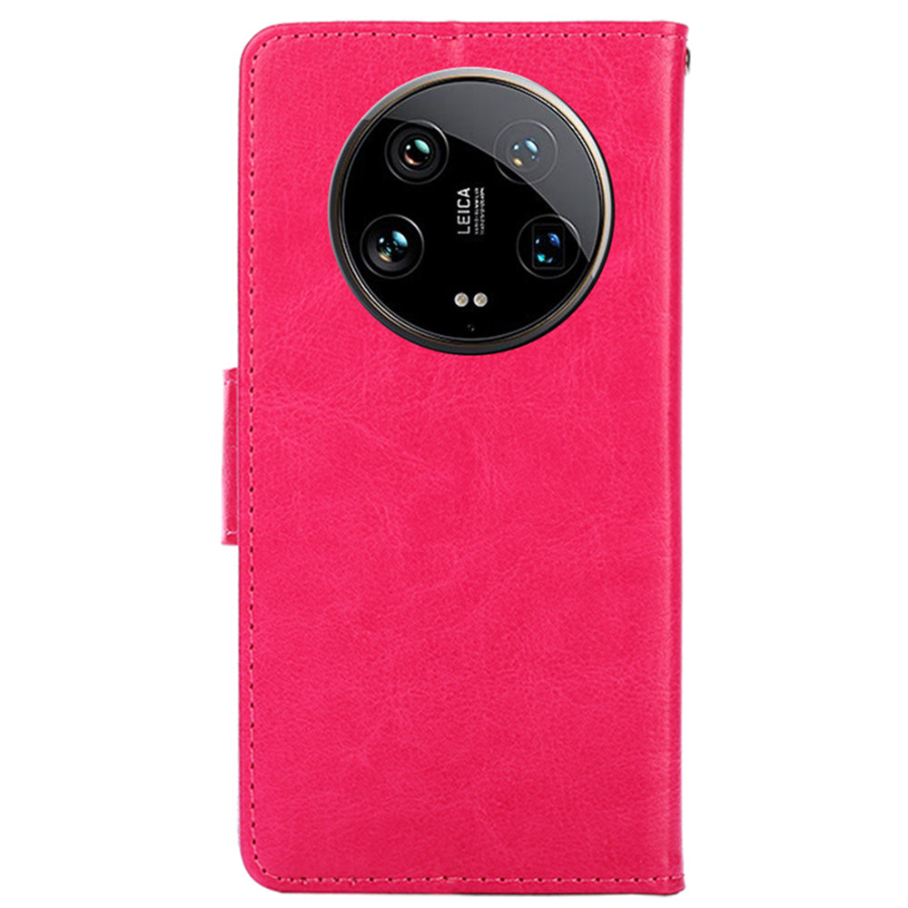 For Xiaomi 14 Ultra Phone Case Leather Wallet Cover Mobile Accessories Wholesale - Rose