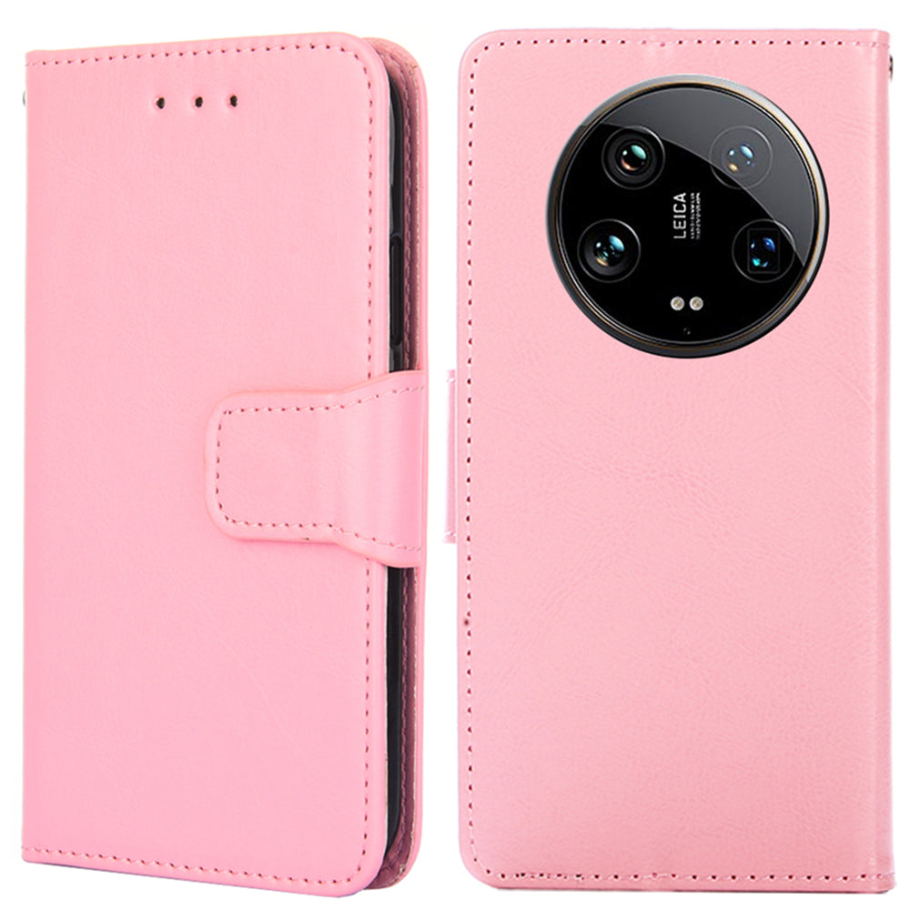 For Xiaomi 14 Ultra Phone Case Leather Wallet Cover Mobile Accessories Wholesale - Pink