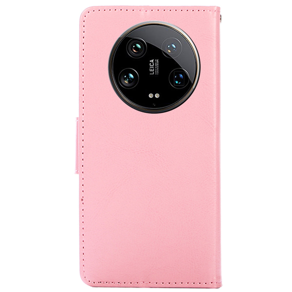 For Xiaomi 14 Ultra Phone Case Leather Wallet Cover Mobile Accessories Wholesale - Pink