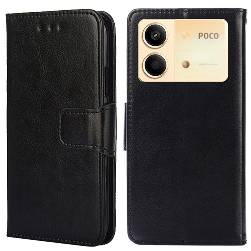 For Xiaomi Redmi Note 13R Pro 5G Case PU Leather Folio Flip Phone Wallet Cover - Black