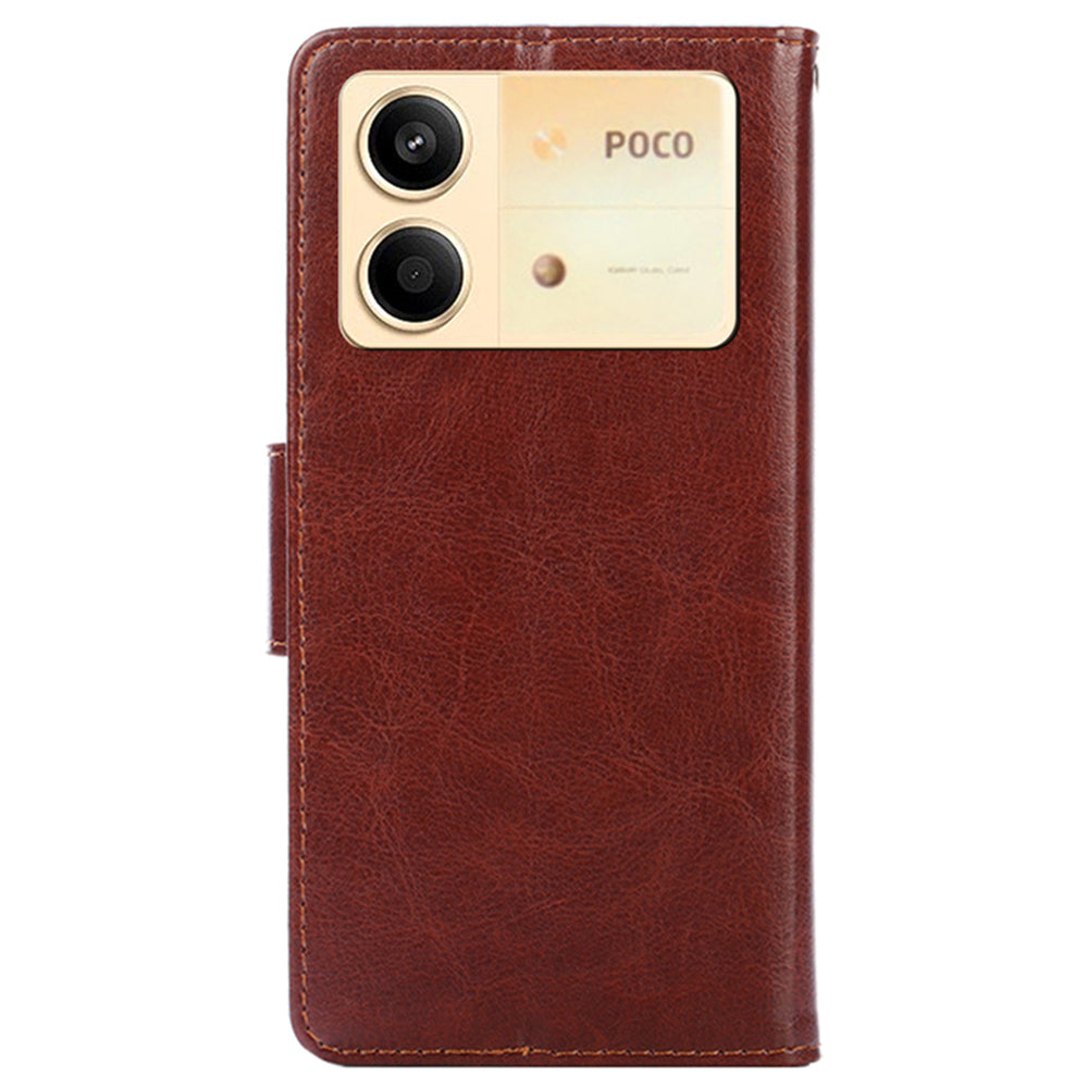For Xiaomi Redmi Note 13R Pro 5G Case PU Leather Folio Flip Phone Wallet Cover - Brown
