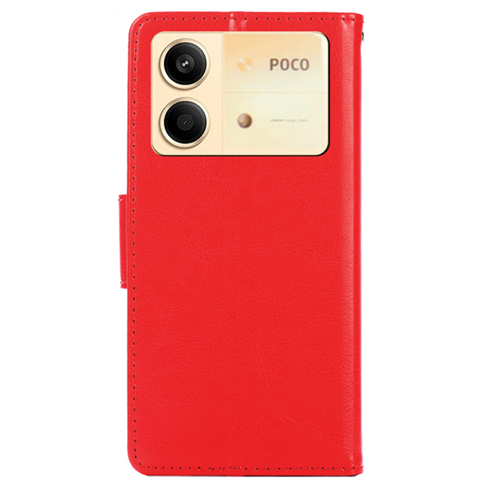 For Xiaomi Redmi Note 13R Pro 5G Case PU Leather Folio Flip Phone Wallet Cover - Red