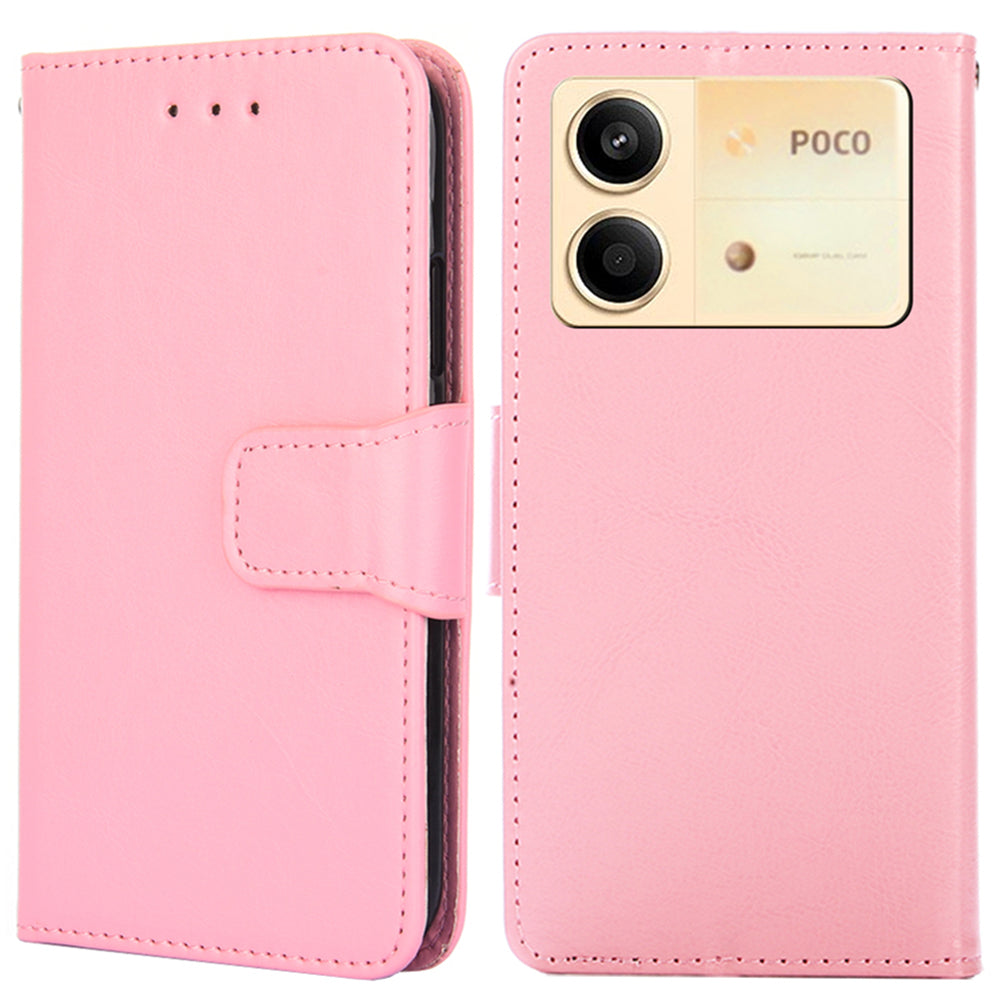 For Xiaomi Redmi Note 13R Pro 5G Case PU Leather Folio Flip Phone Wallet Cover - Pink
