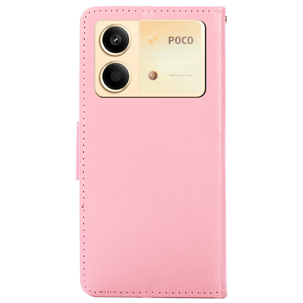For Xiaomi Redmi Note 13R Pro 5G Case PU Leather Folio Flip Phone Wallet Cover - Pink