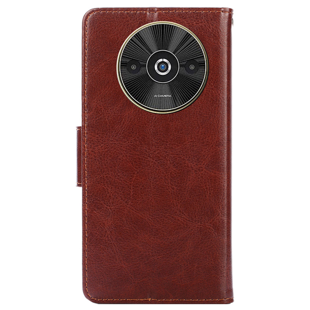 For Xiaomi Redmi A3 / Poco C61 4G Leather Wallet Case Mobile Phone Cover Wholesale - Brown