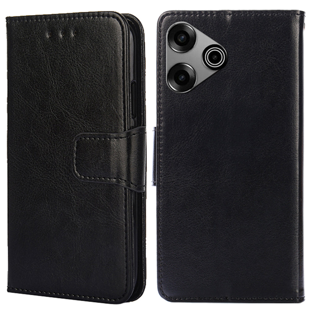 For Transsion Tecno Pova 6 Pro 5G Leather Case Wallet Phone Cover Wholesale - Black
