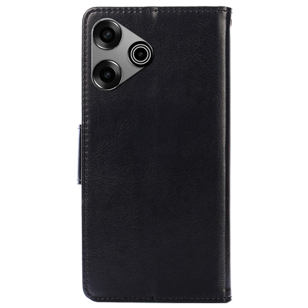 For Transsion Tecno Pova 6 Pro 5G Leather Case Wallet Phone Cover Wholesale - Black