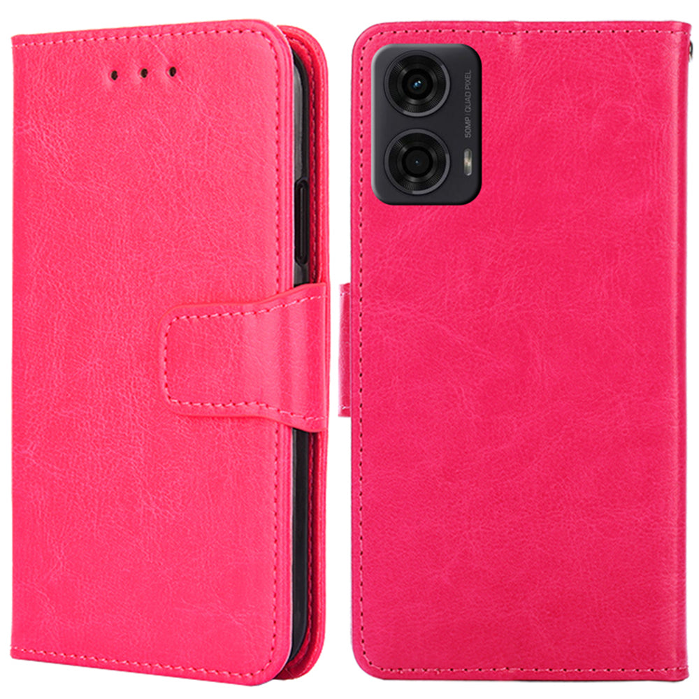 For Motorola Moto G24 4G / G04 4G Case Leather + TPU Wallet Phone Cover Protector - Rose