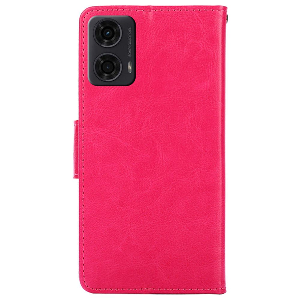 For Motorola Moto G24 4G / G04 4G Case Leather + TPU Wallet Phone Cover Protector - Rose