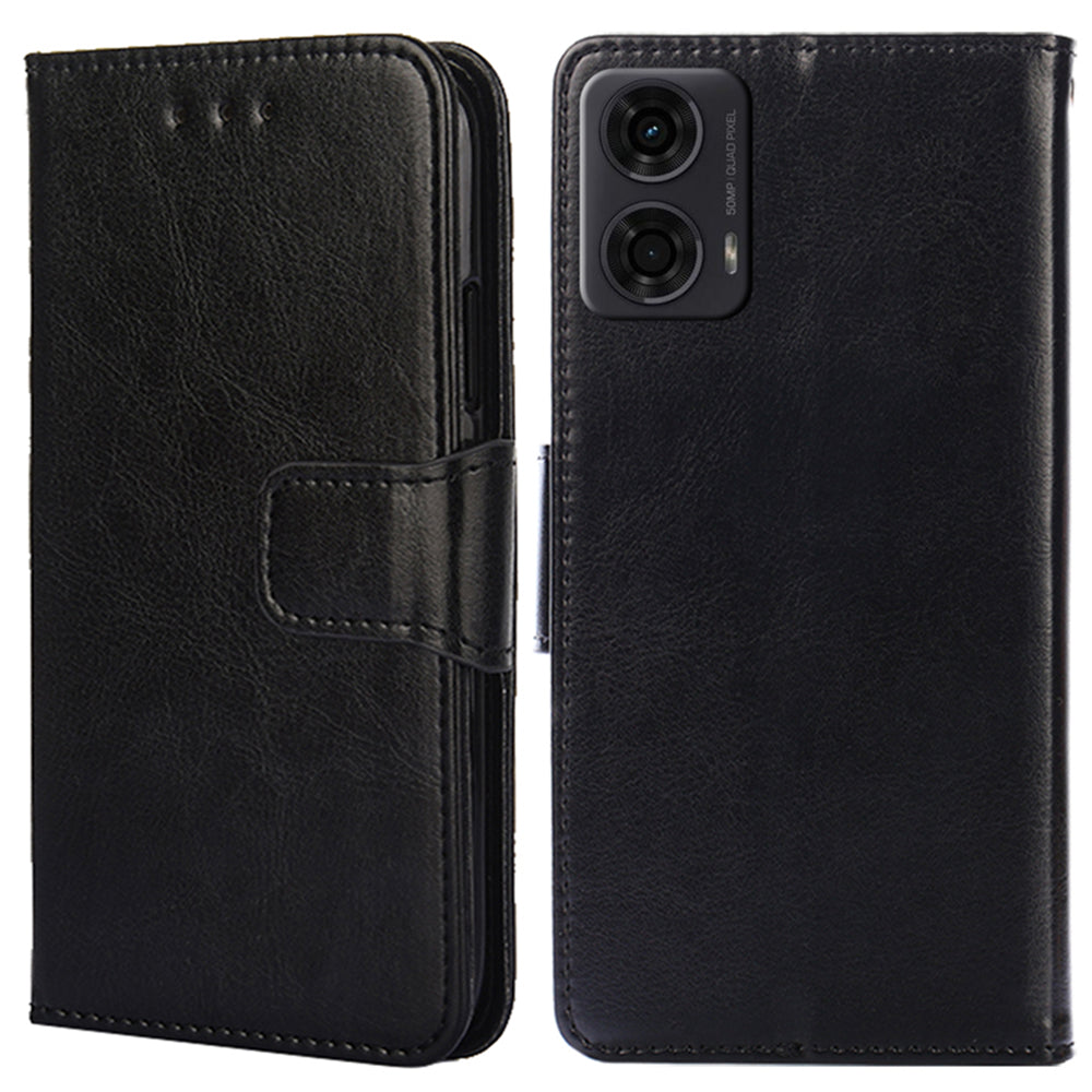 For Motorola Moto G24 4G / G04 4G Case Leather + TPU Wallet Phone Cover Protector - Black