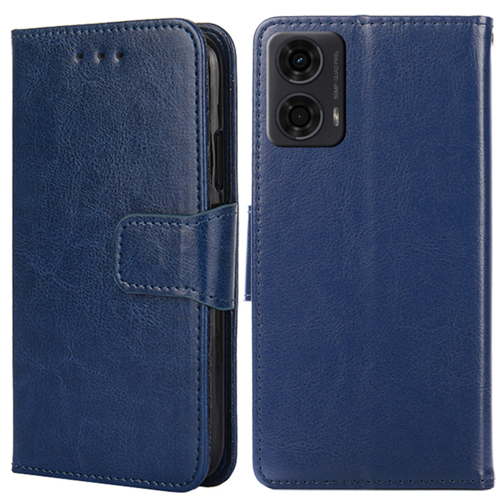 For Motorola Moto G24 4G / G04 4G Case Leather + TPU Wallet Phone Cover Protector - Sapphire