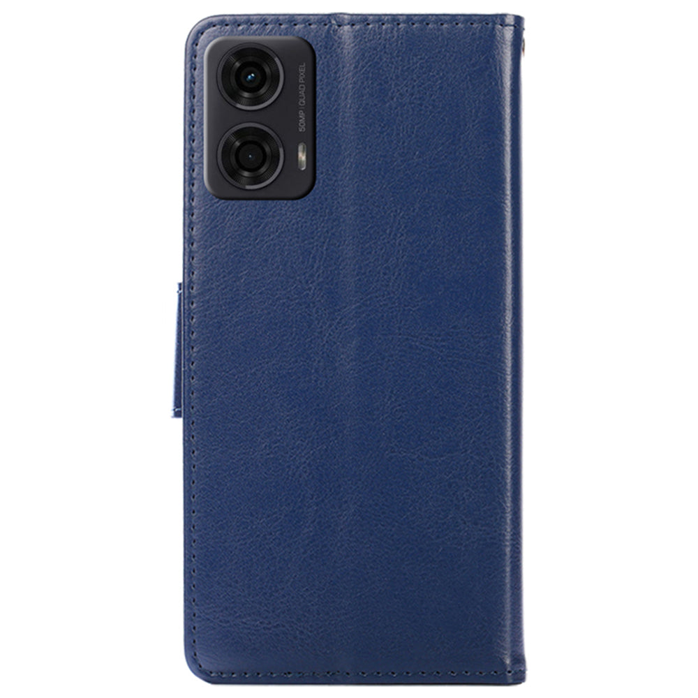 For Motorola Moto G24 4G / G04 4G Case Leather + TPU Wallet Phone Cover Protector - Sapphire