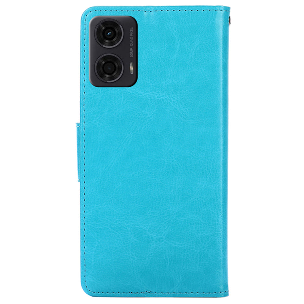 For Motorola Moto G24 4G / G04 4G Case Leather + TPU Wallet Phone Cover Protector - Baby Blue