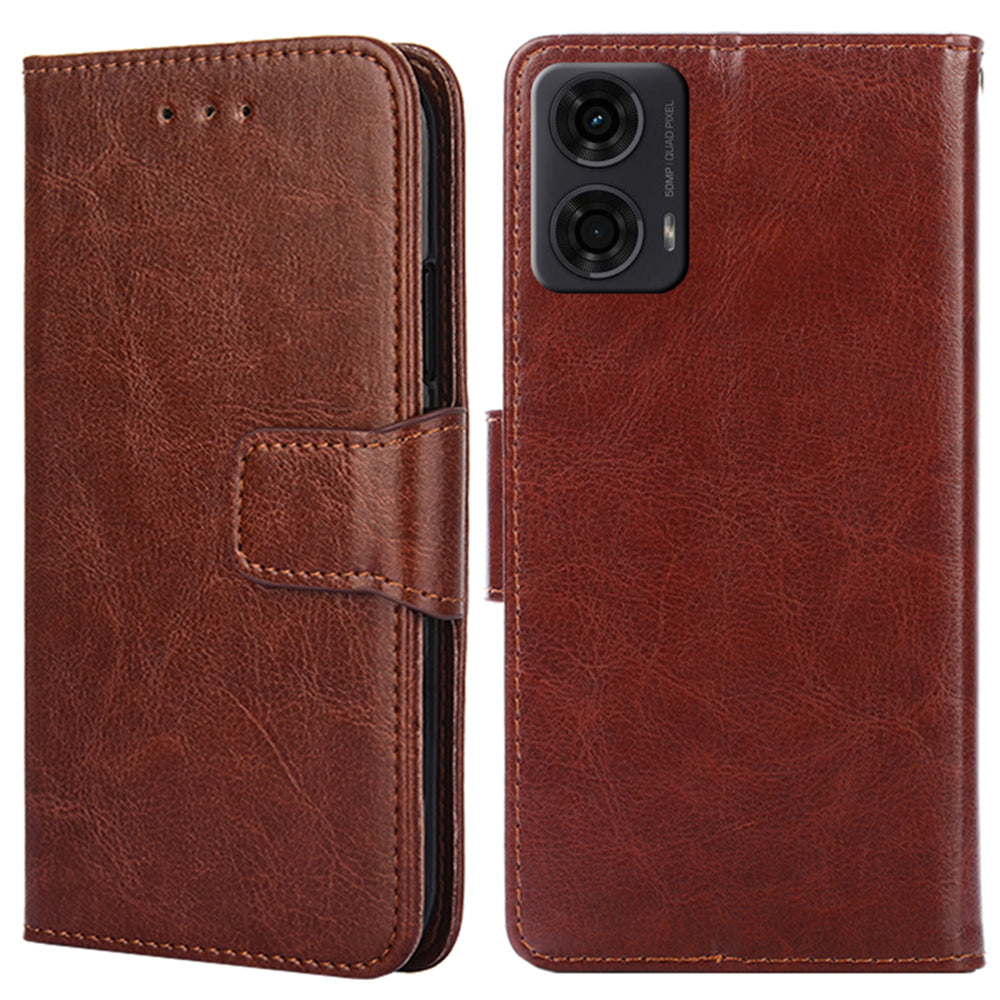 For Motorola Moto G24 4G / G04 4G Case Leather + TPU Wallet Phone Cover Protector - Brown