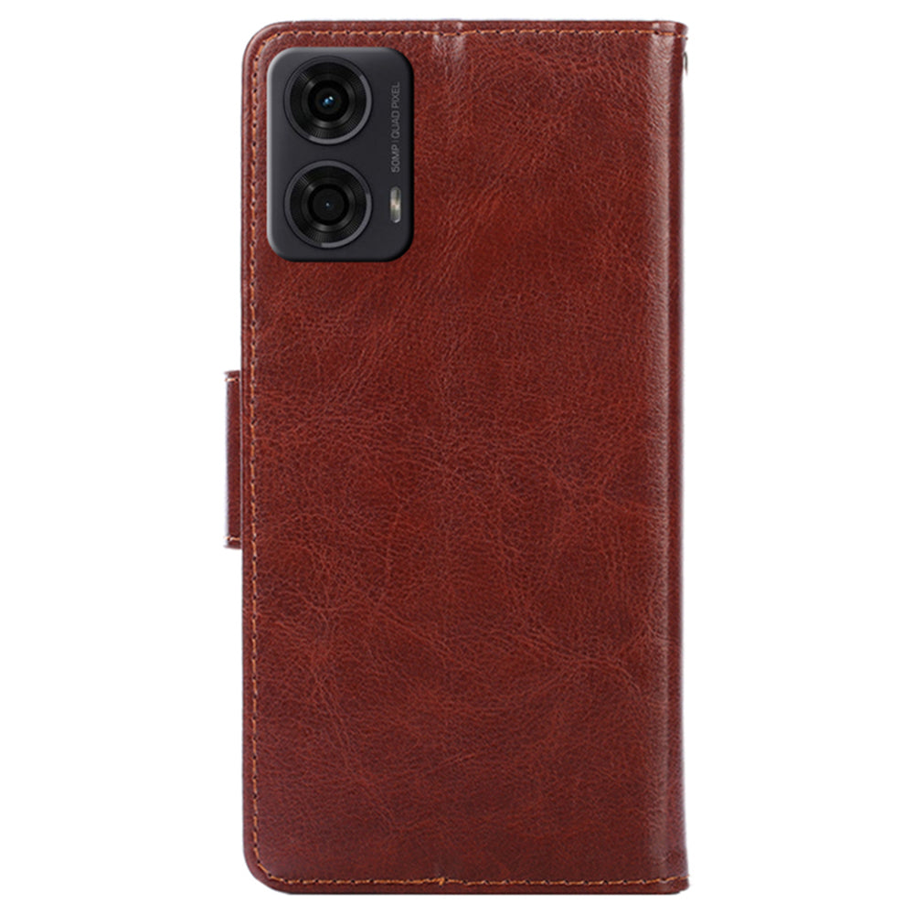 For Motorola Moto G24 4G / G04 4G Case Leather + TPU Wallet Phone Cover Protector - Brown
