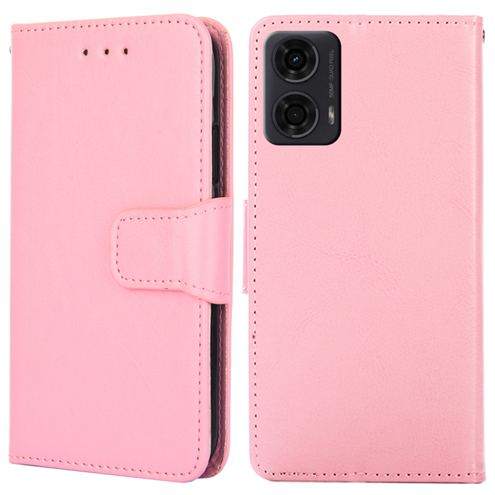 For Motorola Moto G24 4G / G04 4G Case Leather + TPU Wallet Phone Cover Protector - Pink