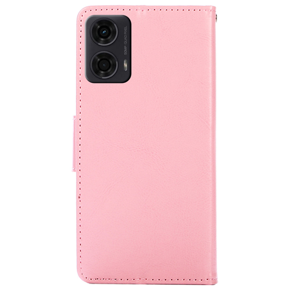 For Motorola Moto G24 4G / G04 4G Case Leather + TPU Wallet Phone Cover Protector - Pink