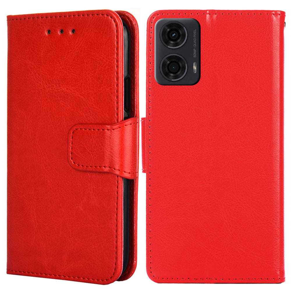 For Motorola Moto G24 4G / G04 4G Case Leather + TPU Wallet Phone Cover Protector - Red