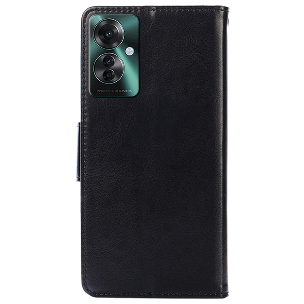For Oppo Reno11 F 5G / F25 Pro 5G Leather Case Wallet Stand Flip Phone Cover - Black
