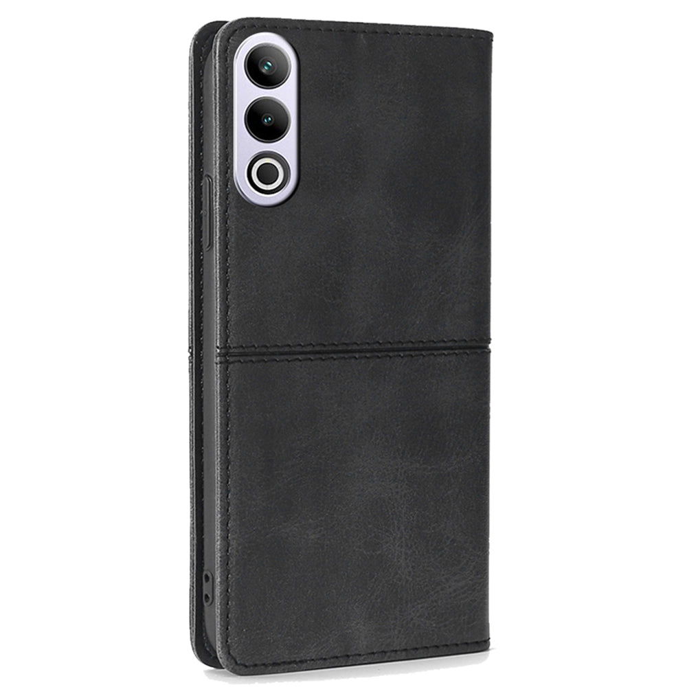For OnePlus Ace 3V 5G Case Cowhide Texture Leather Wallet Phone Cover - Black
