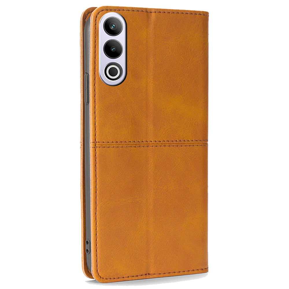 For OnePlus Ace 3V 5G Case Cowhide Texture Leather Wallet Phone Cover - Light Brown