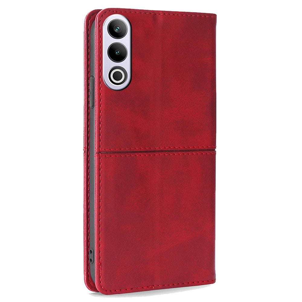 For OnePlus Ace 3V 5G Case Cowhide Texture Leather Wallet Phone Cover - Red