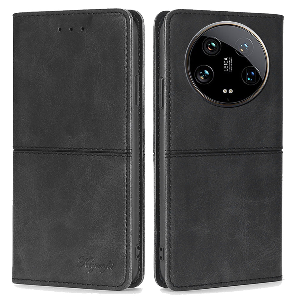 For Xiaomi 14 Ultra Leather Case Magnetic Closing Phone Cover Wholesale - Black