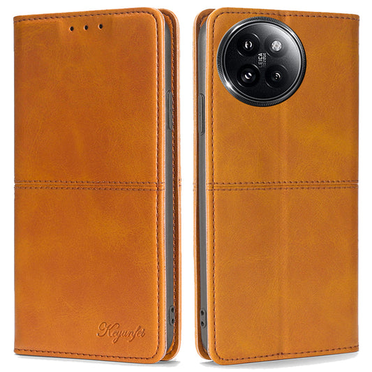 For Xiaomi Civi 4 Pro 5G Case PU Leather 2 Card Slots Magnetic Closure Flip Phone Cover - Light Brown