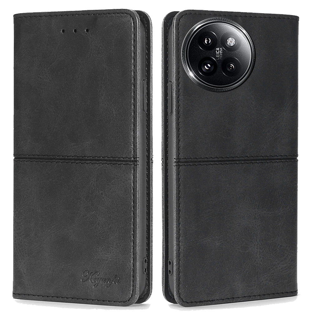 For Xiaomi Civi 4 Pro 5G Case PU Leather 2 Card Slots Magnetic Closure Flip Phone Cover - Black