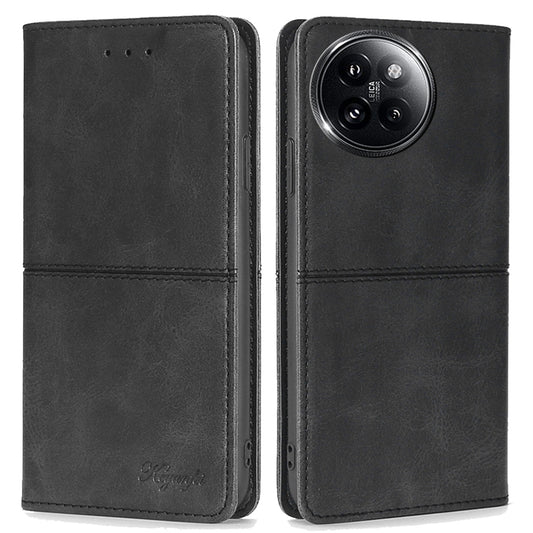 For Xiaomi Civi 4 Pro 5G Case PU Leather 2 Card Slots Magnetic Closure Flip Phone Cover - Black