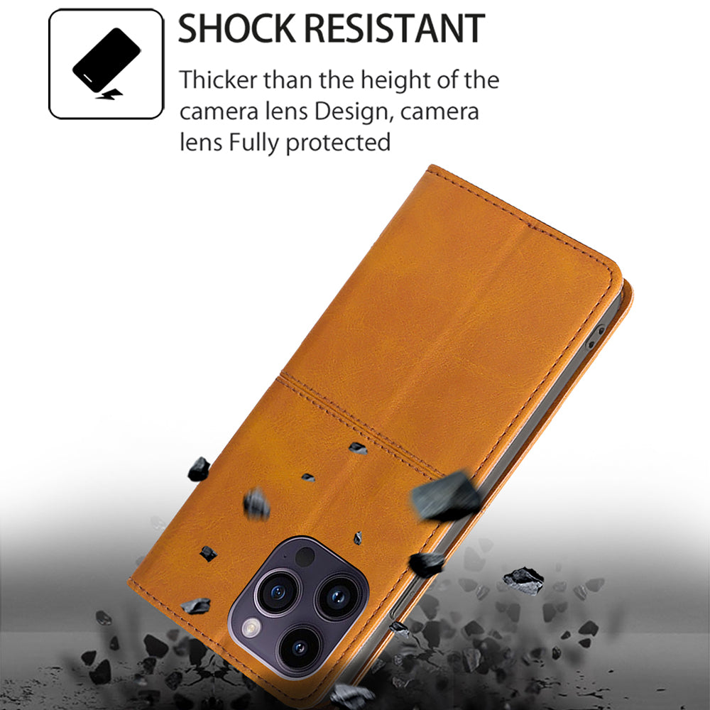 For Transsion Tecno Spark 20 Pro+ Case PU Leather Stand Folio Cowhide Texture Phone Cover - Light Brown