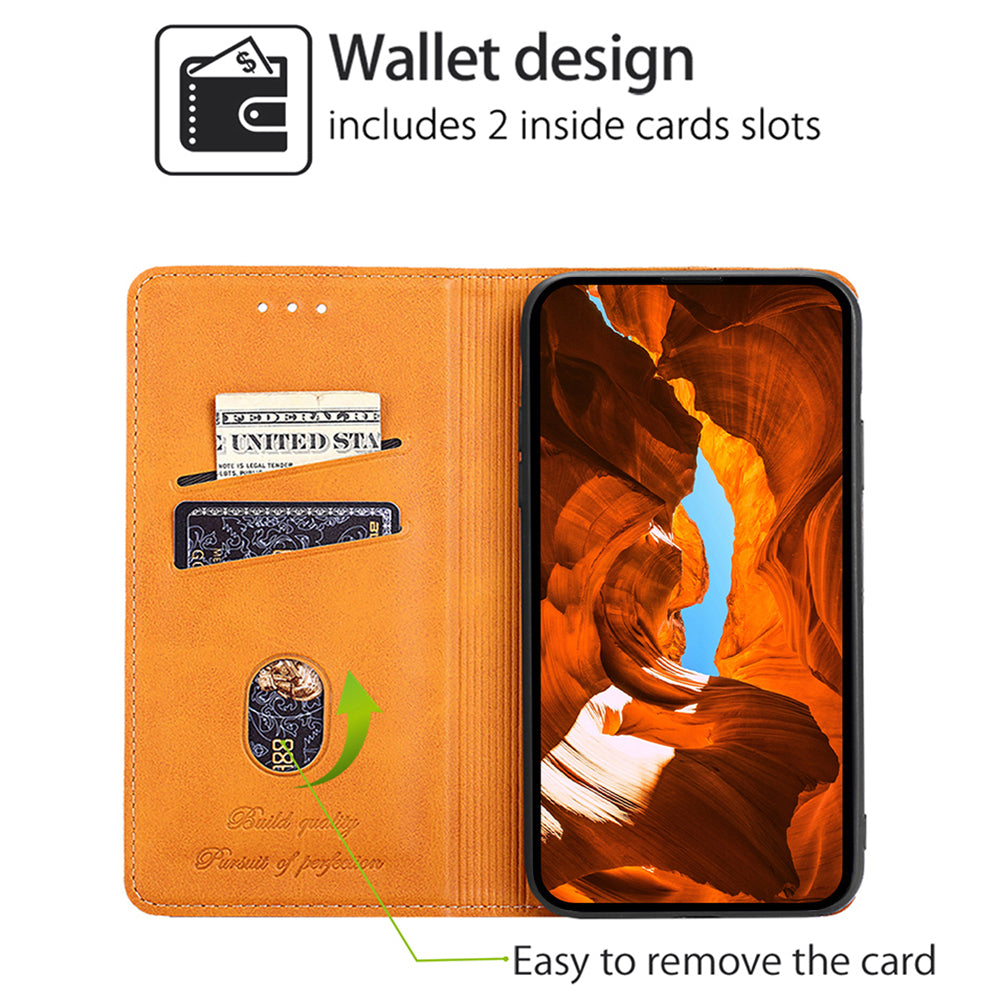 For Realme 12+ 5G Case Collection PU Leather Cowhide Texture Phone Cover with Card Holder - Light Brown