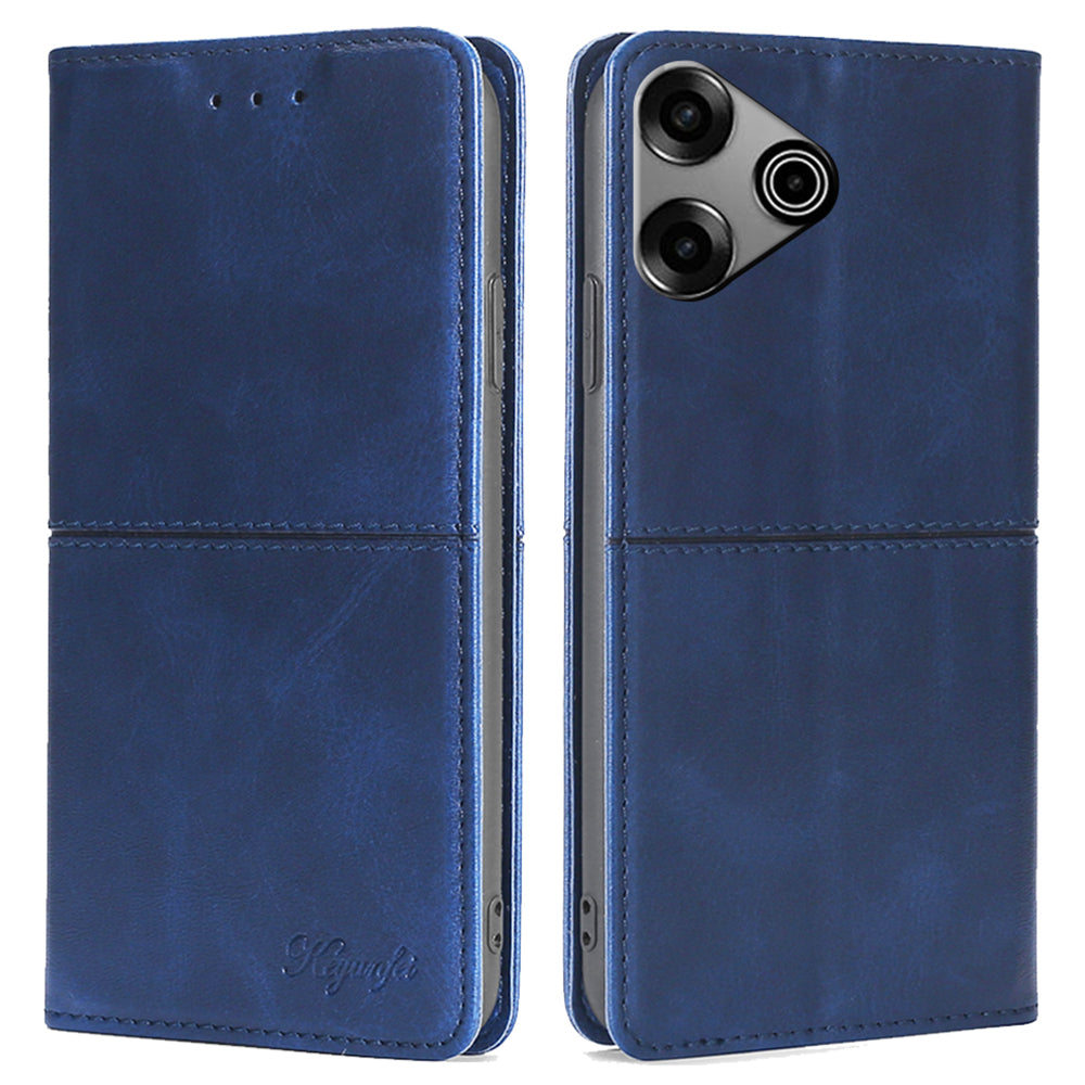 For Transsion Tecno Pova 6 Pro 5G Case Flip Leather Cowhide Texture Phone Cover Magnetic Auto-absorbed - Blue