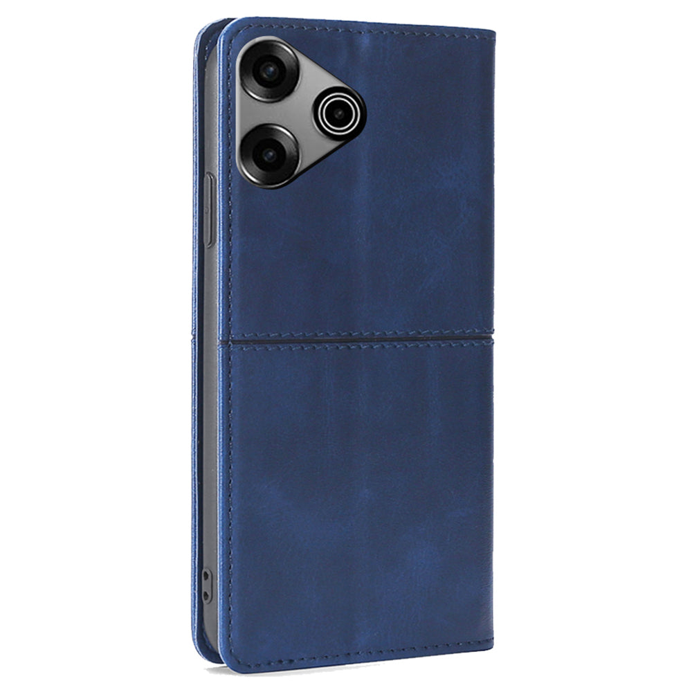 For Transsion Tecno Pova 6 Pro 5G Case Flip Leather Cowhide Texture Phone Cover Magnetic Auto-absorbed - Blue