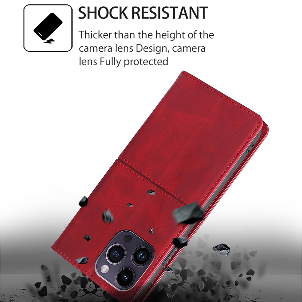 For Transsion Tecno Pova 6 Pro 5G Case Flip Leather Cowhide Texture Phone Cover Magnetic Auto-absorbed - Red