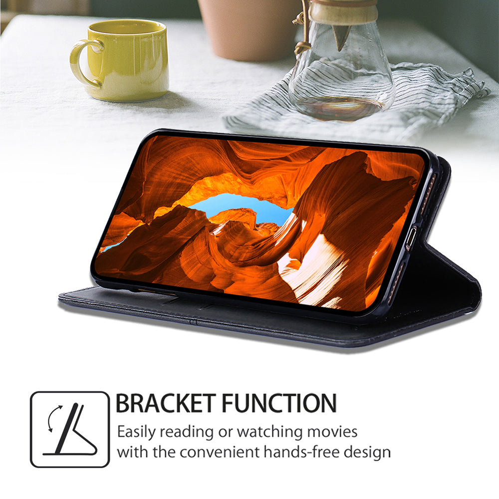 For Oppo Reno11 F 5G / F25 Pro 5G Case with Card Holder PU Leather Cowhide Texture Folio Phone Cover - Black