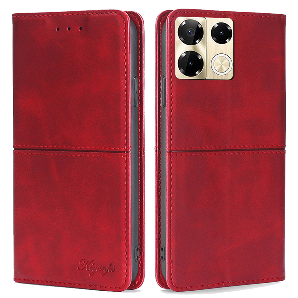 For Transsion Infinix Note 40 Pro 5G Case PU Leather Magnetic Shockproof Folio Phone Cover - Red