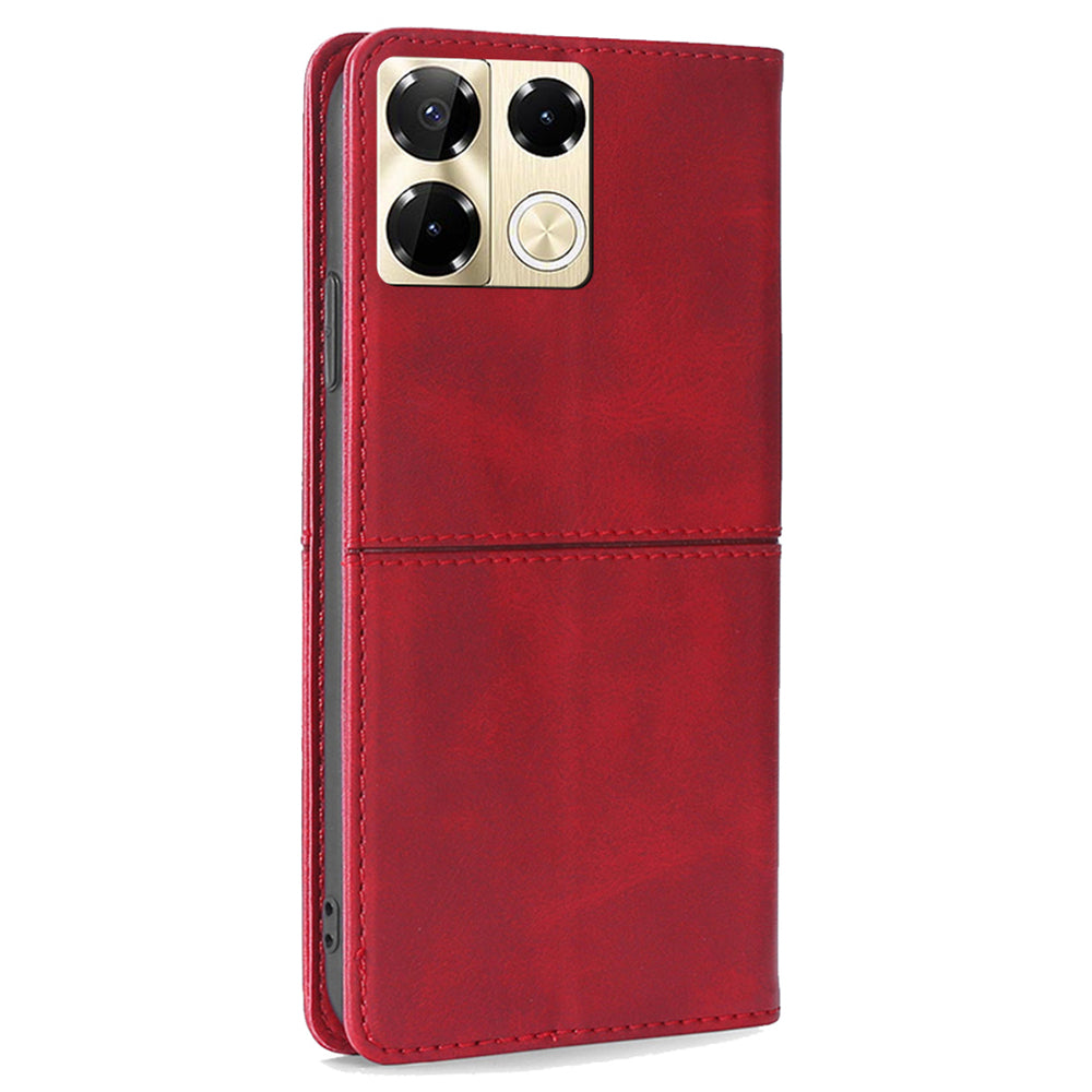 For Transsion Infinix Note 40 Pro 5G Case PU Leather Magnetic Shockproof Folio Phone Cover - Red
