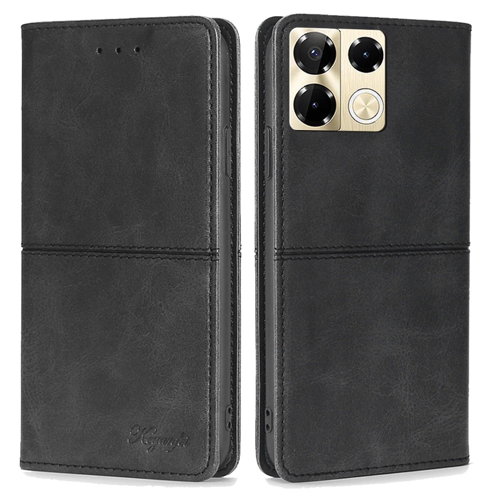 For Transsion Infinix Note 40 Pro 5G Case PU Leather Magnetic Shockproof Folio Phone Cover - Black