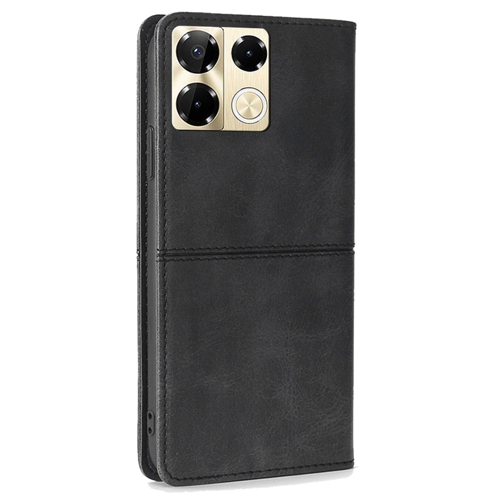 For Transsion Infinix Note 40 Pro 5G Case PU Leather Magnetic Shockproof Folio Phone Cover - Black