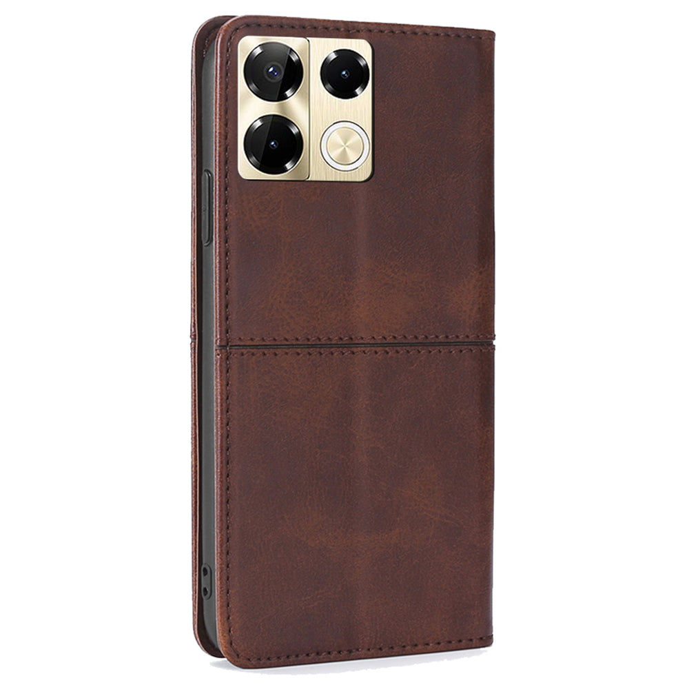 For Transsion Infinix Note 40 Pro 5G Case PU Leather Magnetic Shockproof Folio Phone Cover - Dark Brown
