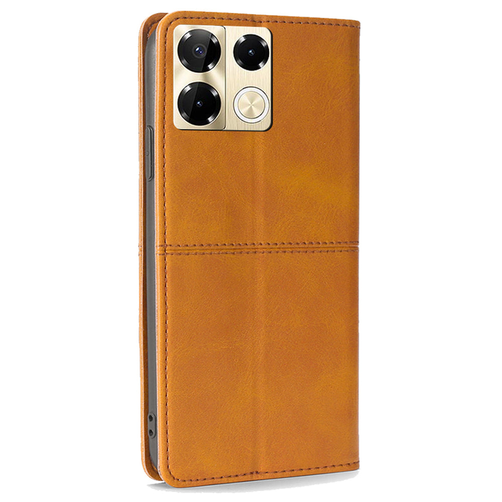 For Transsion Infinix Note 40 Pro 5G Case PU Leather Magnetic Shockproof Folio Phone Cover - Light Brown
