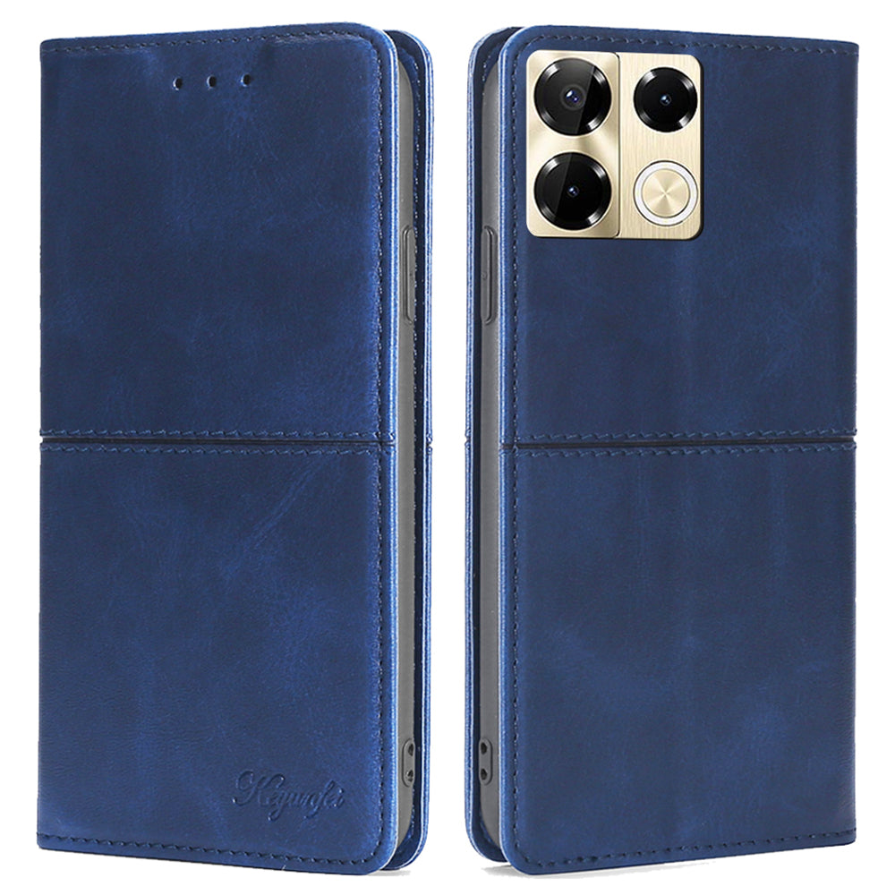 For Transsion Infinix Note 40 Pro 5G Case PU Leather Magnetic Shockproof Folio Phone Cover - Blue
