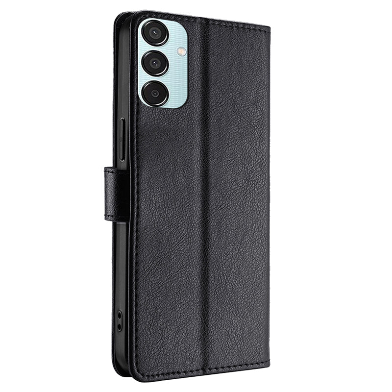 For Samsung Galaxy M15 5G Case Zipper Pocket Shock-absorbent Leather Wallet Phone Cover - Black