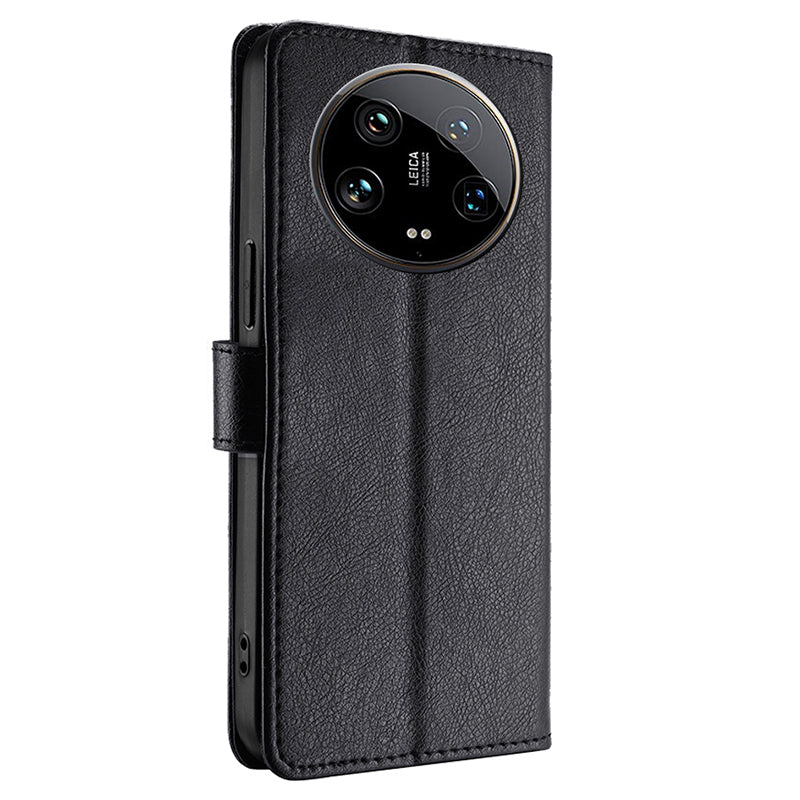 For Xiaomi 14 Ultra Phone Shell Zipper Wallet Leather Stand Case with Hand Strap - Black