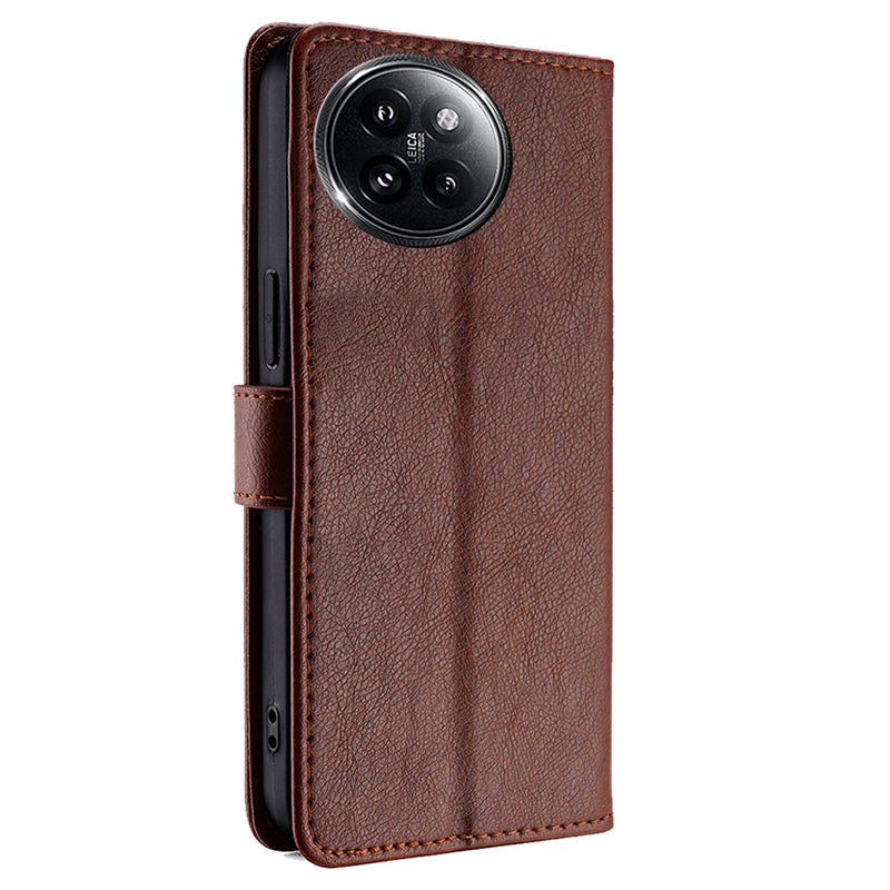 For Xiaomi Civi 4 Pro 5G Case PU Leather Zipper Wallet Anti-scratch Phone Stand Cover - Brown
